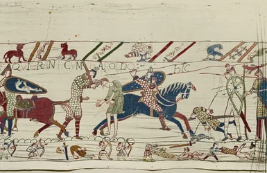Les Normands tuent ceux qui étaient avec le roi Harold, Tapisserie de Bayeux